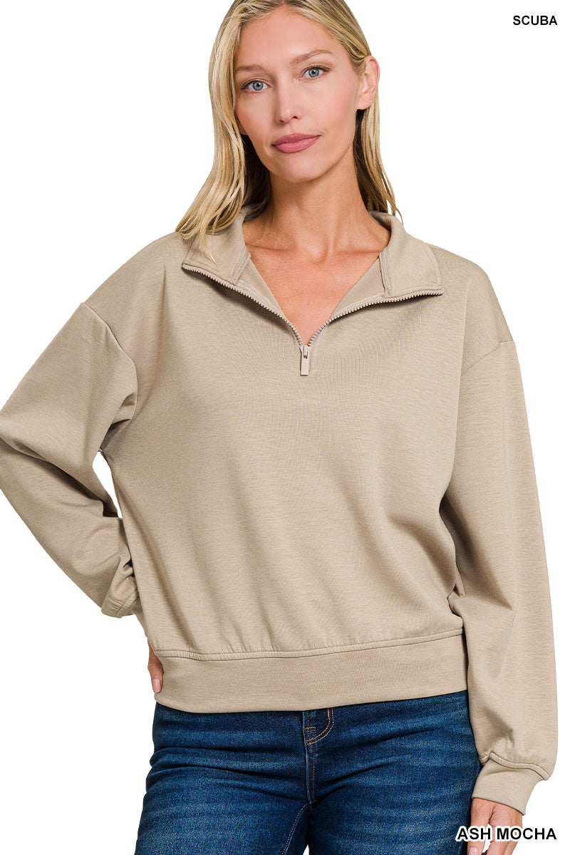 Quarter Zip Scuba Style Pullover