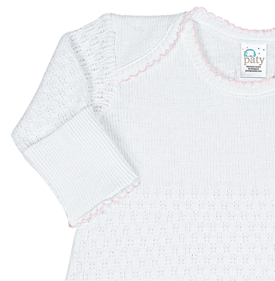 Pink & White Paty Overlap Shoulder Gown