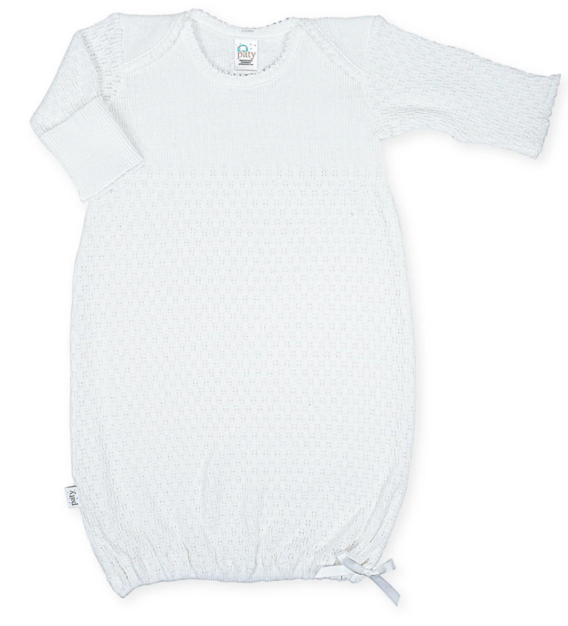 White Paty Overlap Shoulder Gown