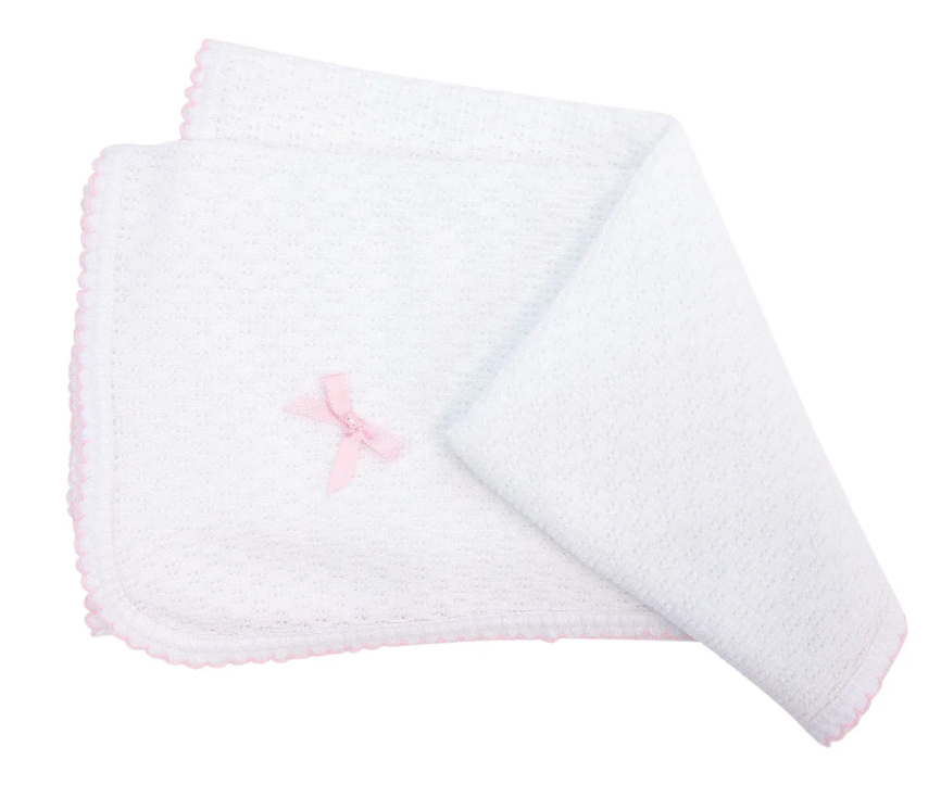 Pink and White Paty Receiving Blanket