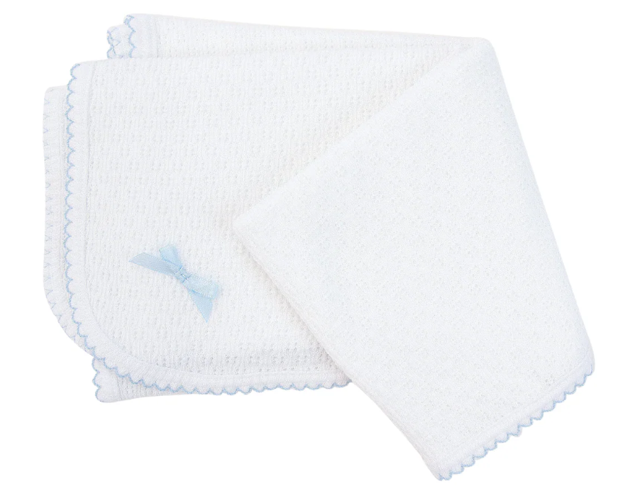 Blue and White Paty Receiving Blanket