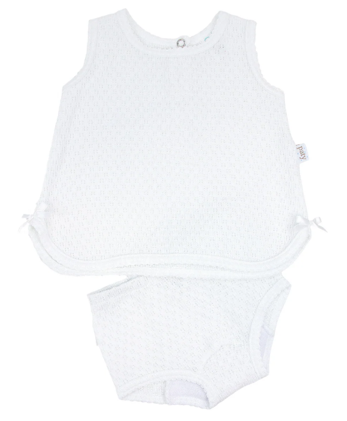 White Paty Two Piece Diaper Set