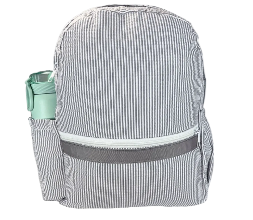 Grey Seersucker Backpack