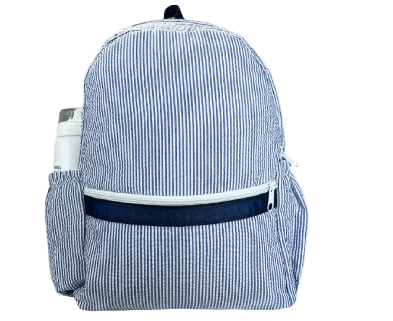 Navy Seersucker Backpack
